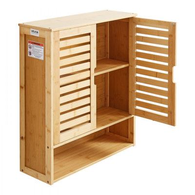 Armoire murale de salle de bain, 2 portes et tablette ajustable, armoire de rangement à suspendre au-dessus de la toilette, organisateur mural avec tablettes et cloison ouverte pour la salle de lavage