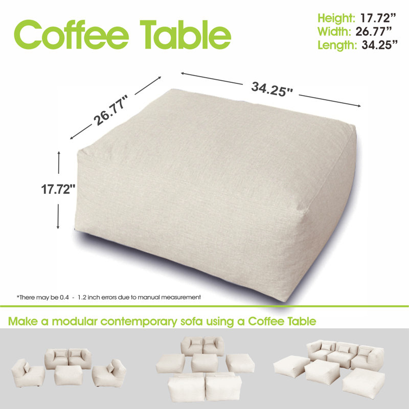 Table basse d'extérieur Adiela L 26,77 po x l 34,25 po, Beige clair