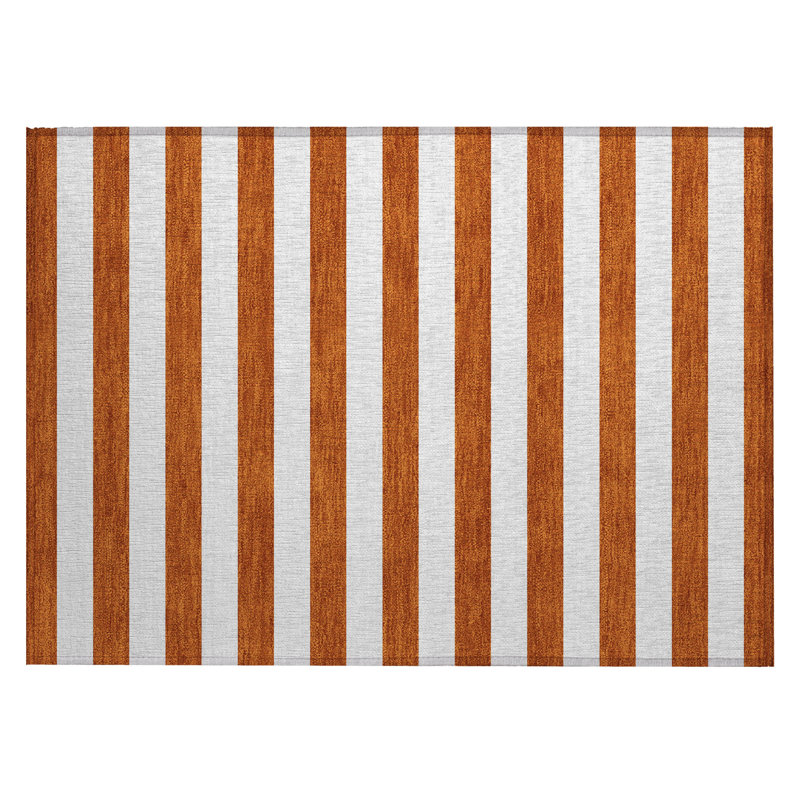 Tapis extérieur lavable antidérapant à rayures orange 2 pi x 3 pi