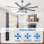 Grand ventilateur de plafond 72 po moderne argenté avec lumières DEL à intensité variable et pales réversibles à télécommande à 6 vitesses-1604452783