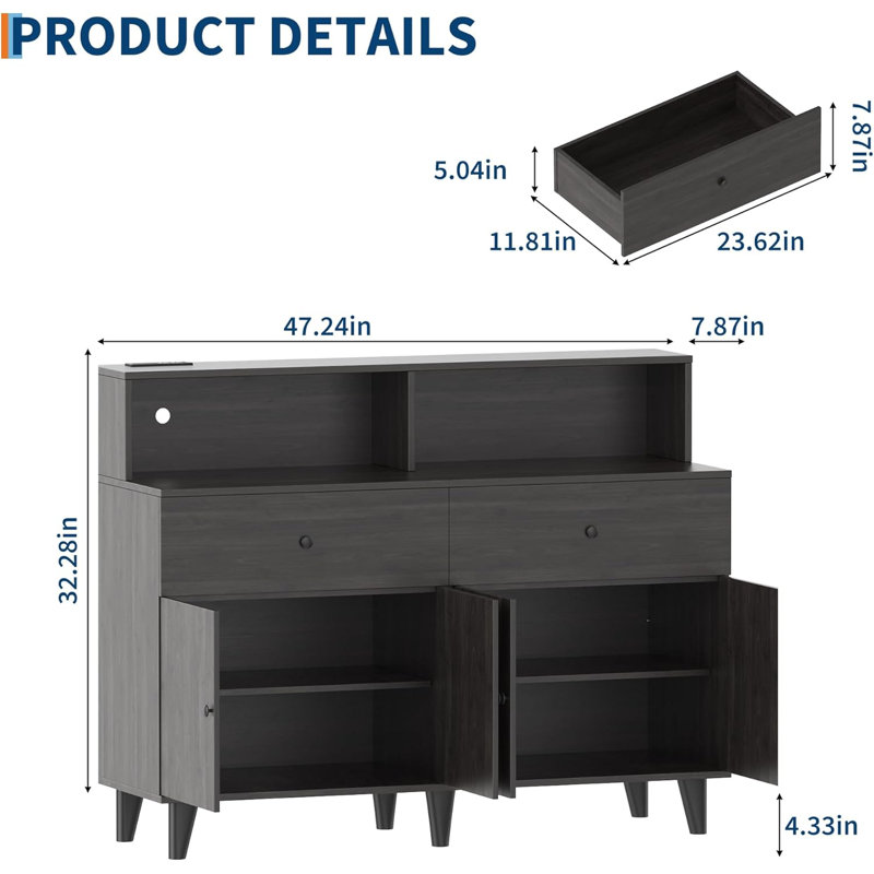 Armoire-penderie 47 po avec tiroirs 47 po, Brun