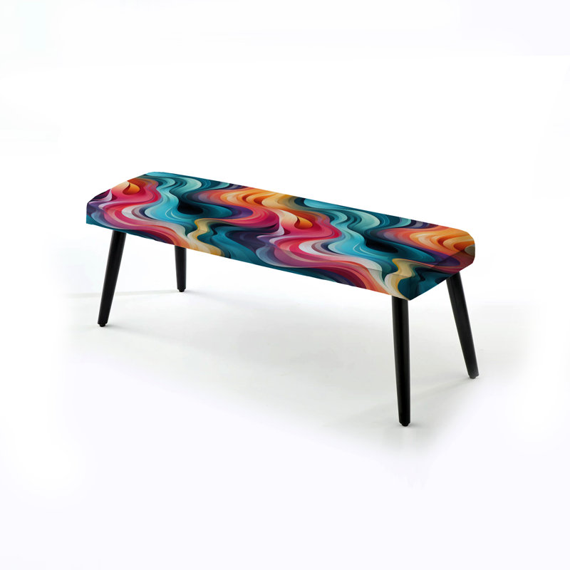 Colorful Poupart Groovy Gradient - Geometric Upholstered Black Bench