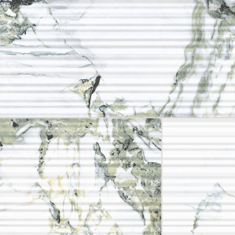 Touche Pleated Deco 11-3/4 In. X 23-1/2 In. Porcelain Floor And Wall Tile, Green/White