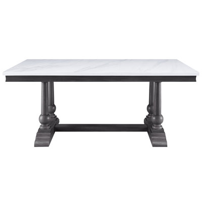 Rectangular Faux Marble Top Dining Table