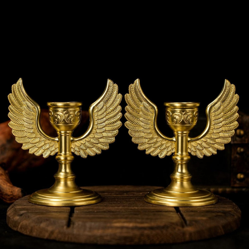 2pcs Gold Angel Wing Candle Holders