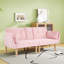 Canapé double pliable rose de 72 pouces, revêtement en velours doux, canapé confortable pour 2 personnes.-144492482