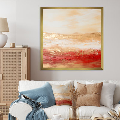Gold And Red Soft Wave Fusion I - Abstract Wall Art Prints