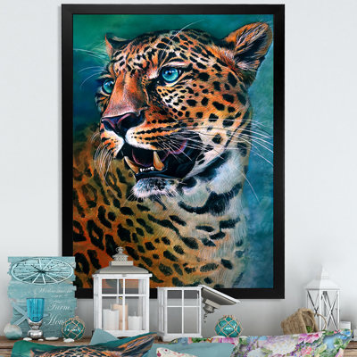 Artistique, peinture colorée de léopard - reproduction d'art sur toile traditionnelle