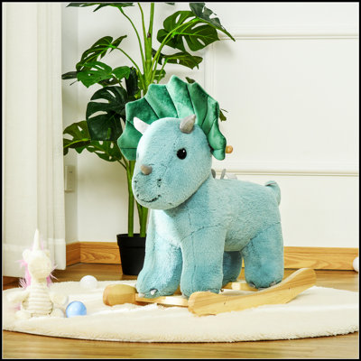 Kids Plush Ride-On Rocking Triceratops Toy with Realistic Sounds for Toddlers 36-72 Months, Soft and Sturdy
