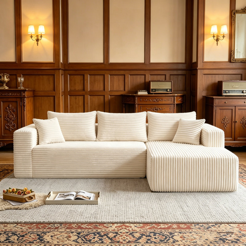 Canapé modulaire en L de 92,5 po pour canapé modulaire en forme de L avec assise profonde et sans compression avec méridienne sans assemblage requis