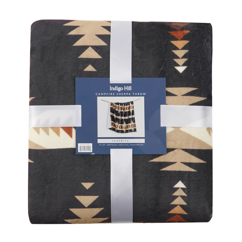Southwestern Aztec Pattern Reversible Sherpa Throw Blanket Set