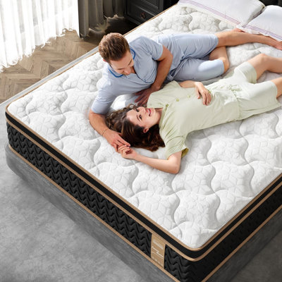 14-Inch Queen Hybrid Mattress, Luxury Hotel Cooling Mattress in a Box, Zoned Individual Pocket Springs, Extra Hip, Shoulder & Lumbar Support