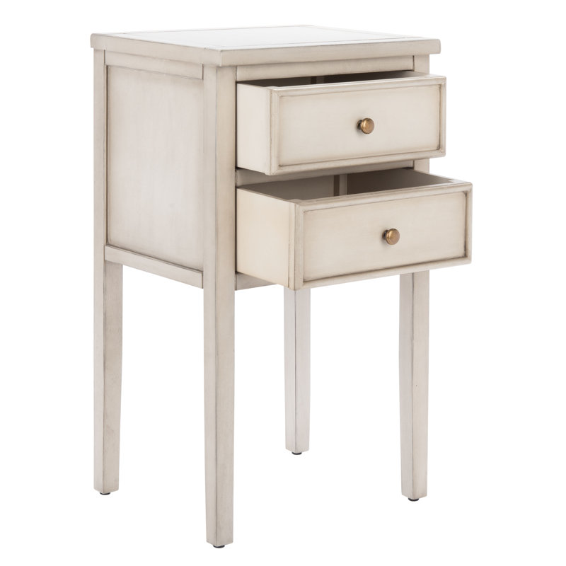 Joanna Solid Wood 2 - Drawer End Table, White Birch