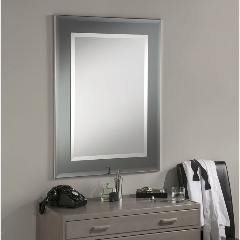 Patrickson Glass Flat Wall Mirror, Grey