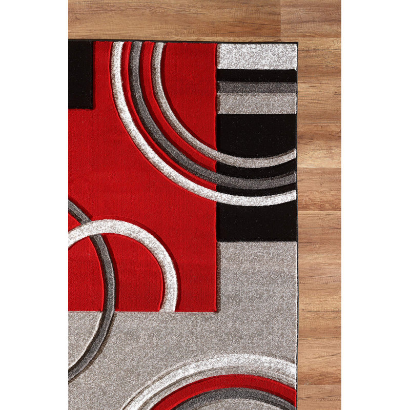 GLORYRUGS Modern Red Hand-Carved Area Rug with Fluffy Texture for Indoor Living, Rectangle 2'3.6" x 7'