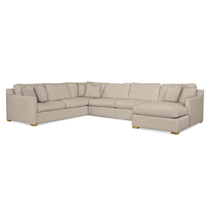 Bel-Air U-Sectional, Left Hand Facing, Light Blue Performance Fabric; 0851-55, Honey Finish