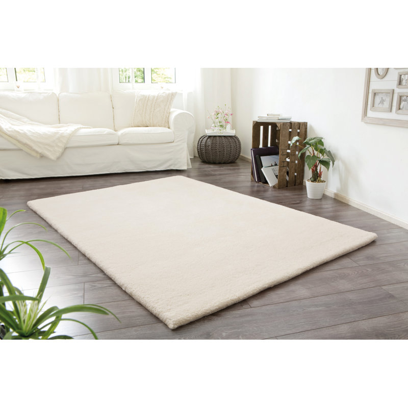 Arboga Hand Knotted Wool White Rug, Rectangular 120cm x 180cm