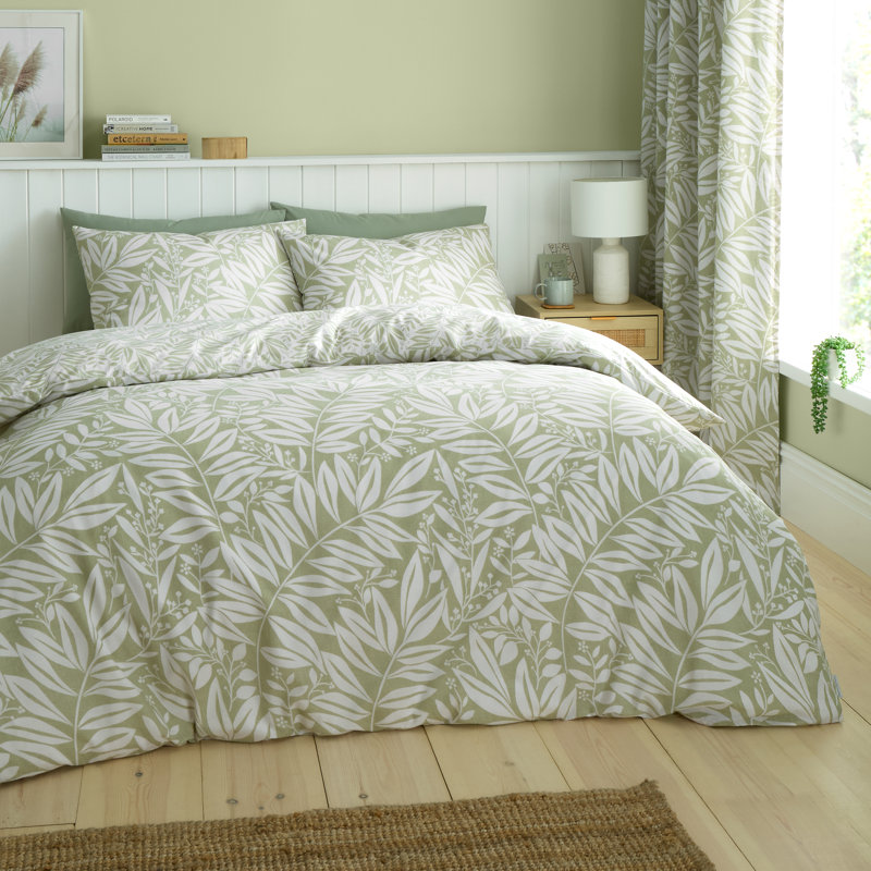 Sorrel Leaf Reversible Duvet Cover Set, Green, Single Duvet Cover Set + 1 Pillowcase