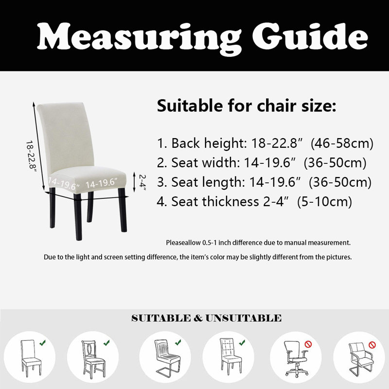 Housses de chaise, housses de chaise de salle à manger, protection de siège extensible, ensemble de 6, Blanc