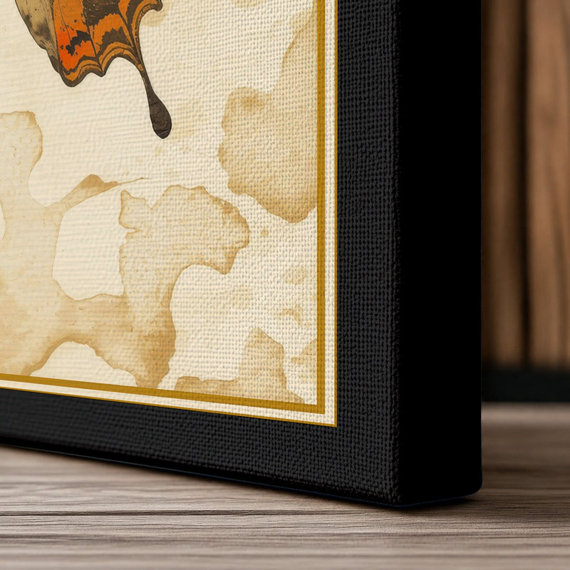 Painted Lady Study Botanical - Wrapped Canvas, 36x24 - 91.4 x 61.0 cm, Black Border