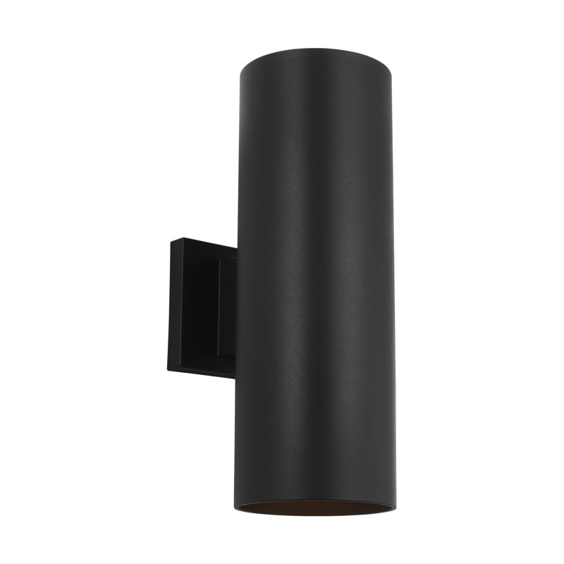 Outdoor Cylinders Two Light Wall Lantern, 14.25" H x 5" W x 7.75" D
