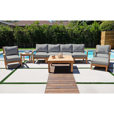 Ensemble de conversation en teck avec coussins Sunbrella 6 pièces Huntington