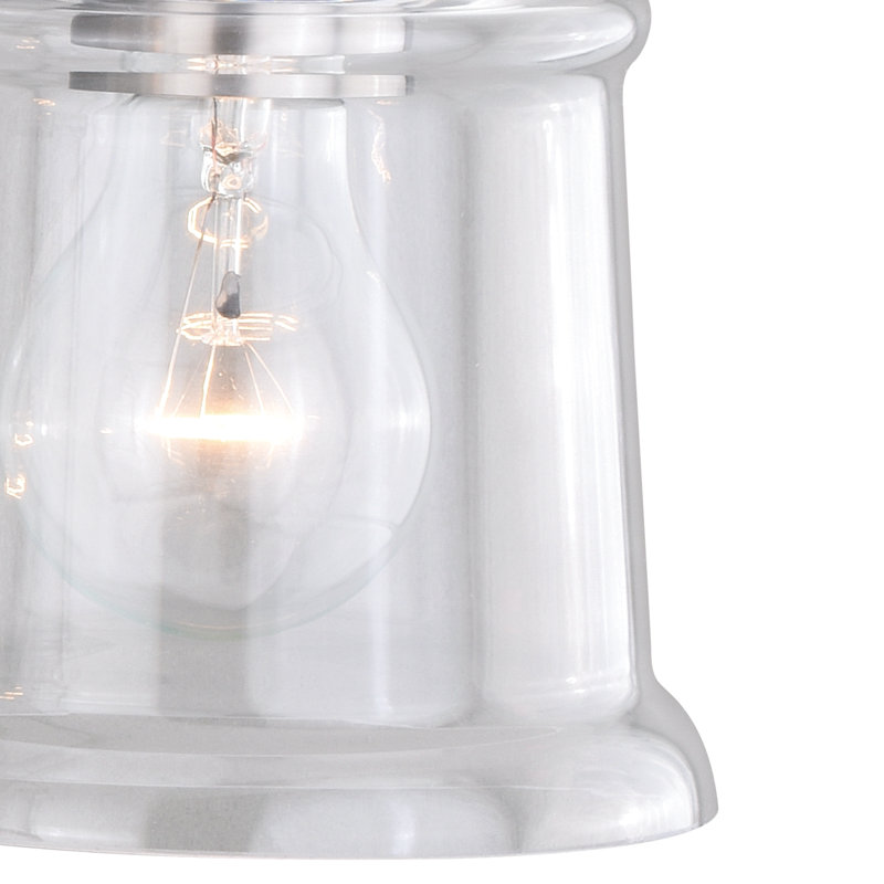 Akini 3-Light 22 inch Wide Satin Nickel Industrial Bathroom Vanity Lighting Fixture, Clear Glass Shade, Dimmable, LED Compatible, Over the Mirror Mounted Steel Wall Sconce