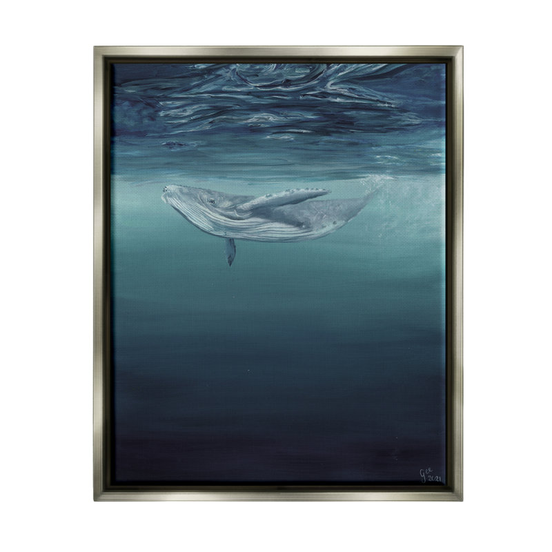 Baleine nageant sous l'eau par Stupell Industries par Georgie Harrison, H 31 po x l 25 po x P 1,7 po