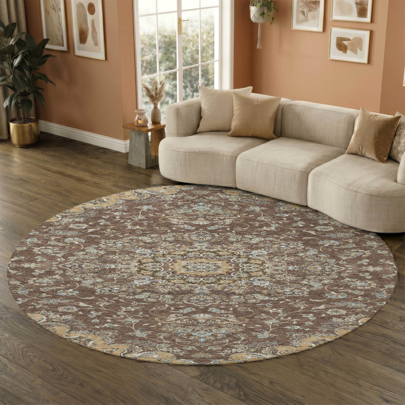 Tapis de qualité supérieure Mayfield AMF2495 Global, Chocolat, Rond 8 pi