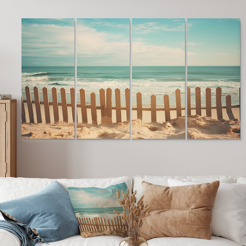 Riendeau - Plage, art mural sur toile, 4 pièces, H 28 po x l 48 po