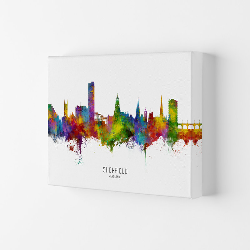 Sheffield England Skyline by Michael Tompsett - 1 Piece Wall Art, 29.7cm H x 42cm W x 4cm D, Wrapped Canvas