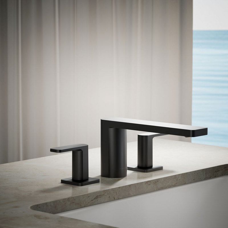 Parallel Two-Handle Deck-Mount Bath Faucet, Matte Black