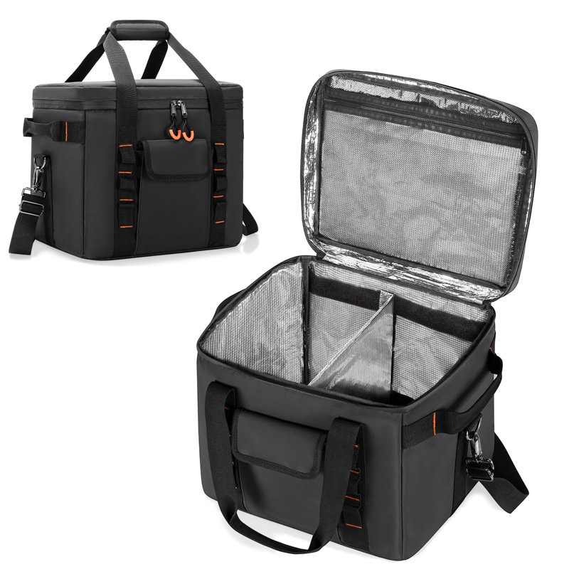 Travel Tote With Adjustable Dividers For Charging Cables And Accessories.