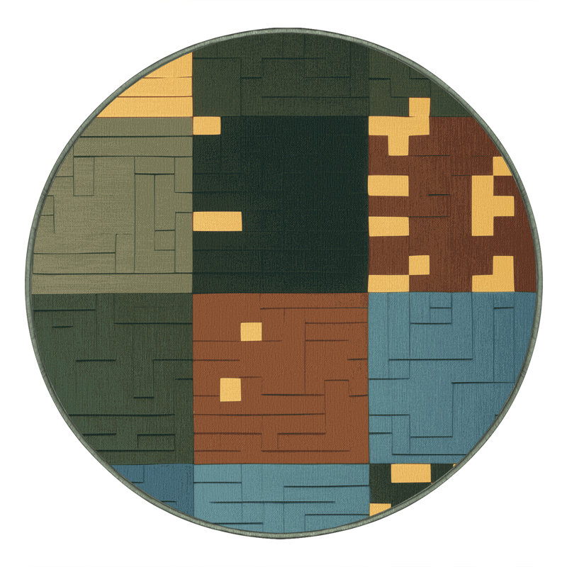Earth Grid Harmony Rug, Square 6'