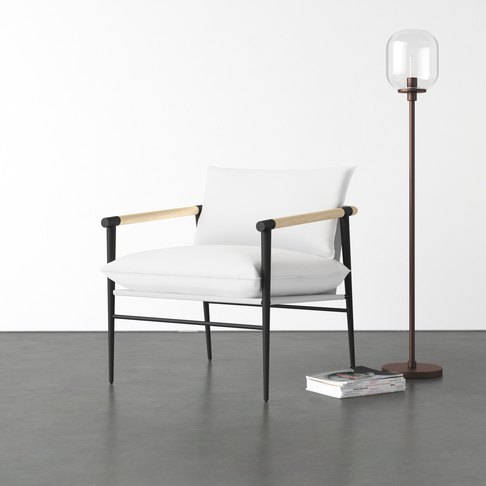 Kala Armchair, White Polyester Blend
