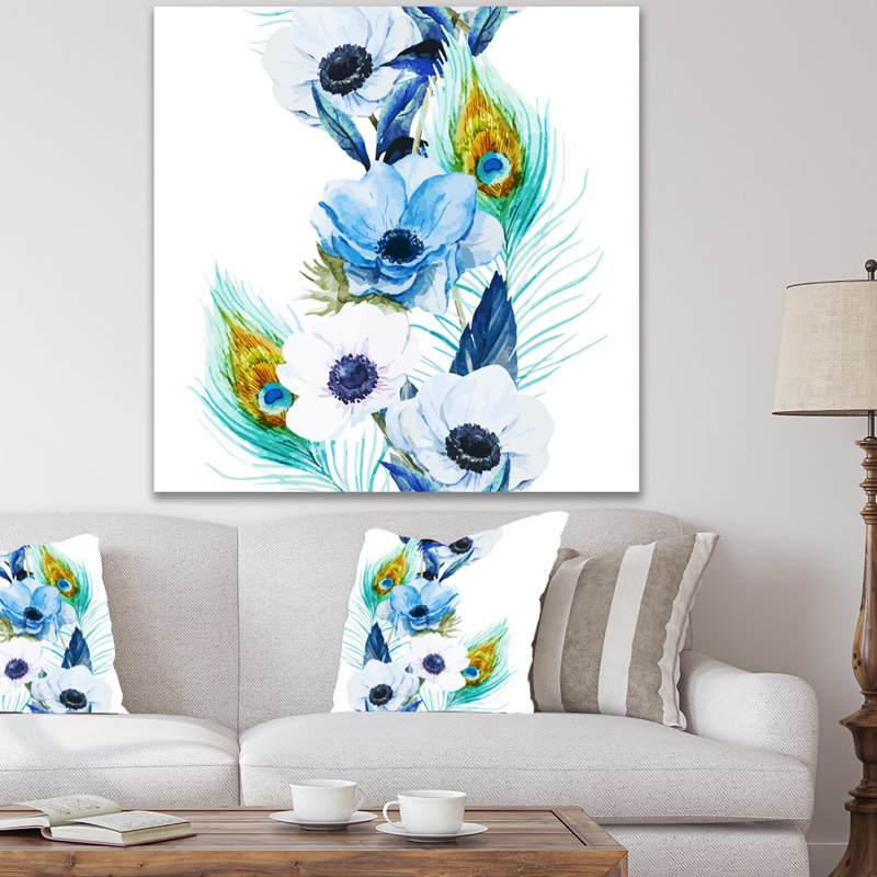 « Anons et plumes de paon »-impression sur toile, H 46 po x l 46 po x P 1,5 po