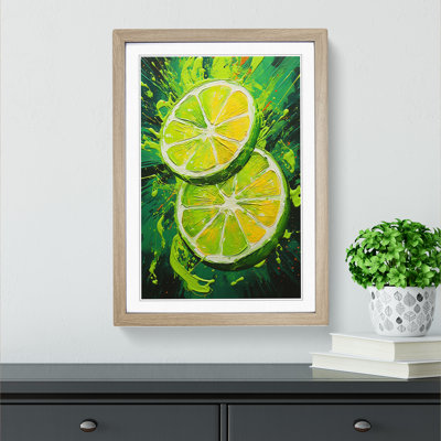 Sliced Lime Expressionism - Single Picture Frame Print on Wood