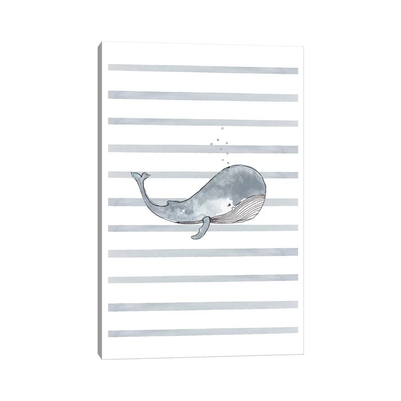 Whale Right Stripes I by Leah Straatsma - Wrapped Canvas Gallery-Wrapped Canvas Giclée, 20.32 cm H x 30.48 cm W