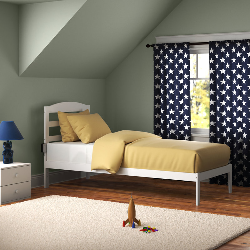 Lit plateforme en bois massif Elliana, Blanc, Double