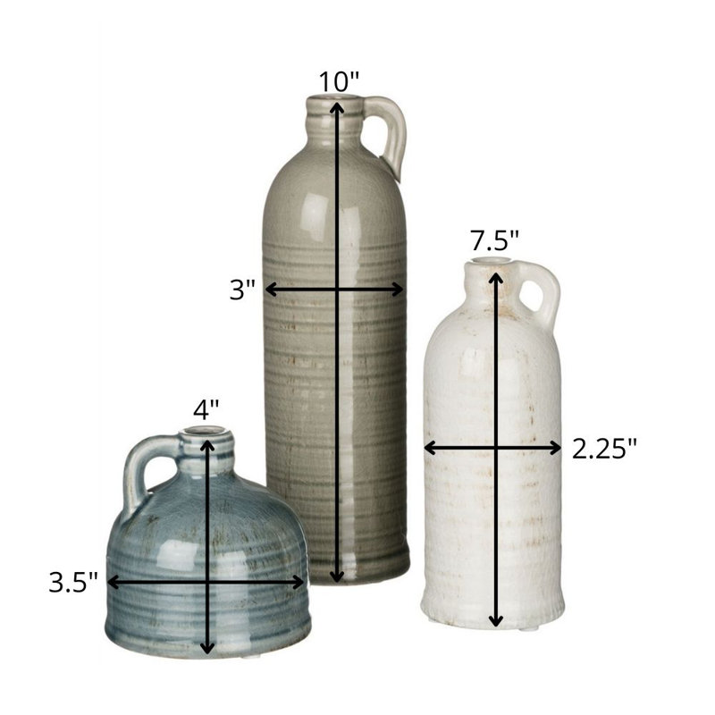 Bouteille décorative en céramique Cabell, Bleu / vert / blanc