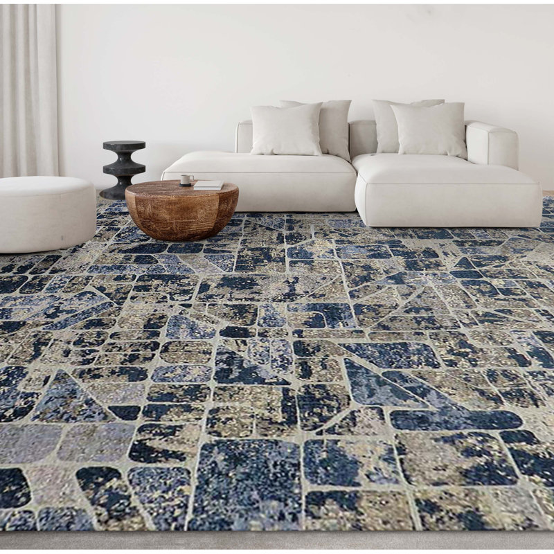 Hand Knotted Patchwork Area Rug, Rectangle 9' x 12'