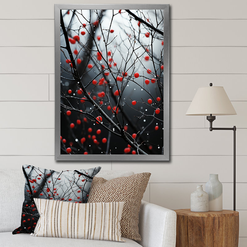 «Red Forest Natures II», reproduction sur toile florale, H 40 po x l 30 po x P 1,5 po, Cadre photo argenté