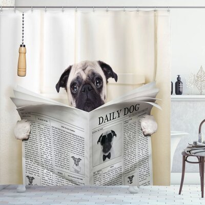 Pug Shower Curtain Set + Hooks -  Ambesonne, sc_41936_69x105