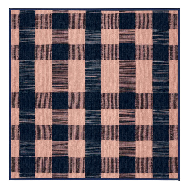 Tapis bleu à carreaux lavable à la machine, Carré 7 pi