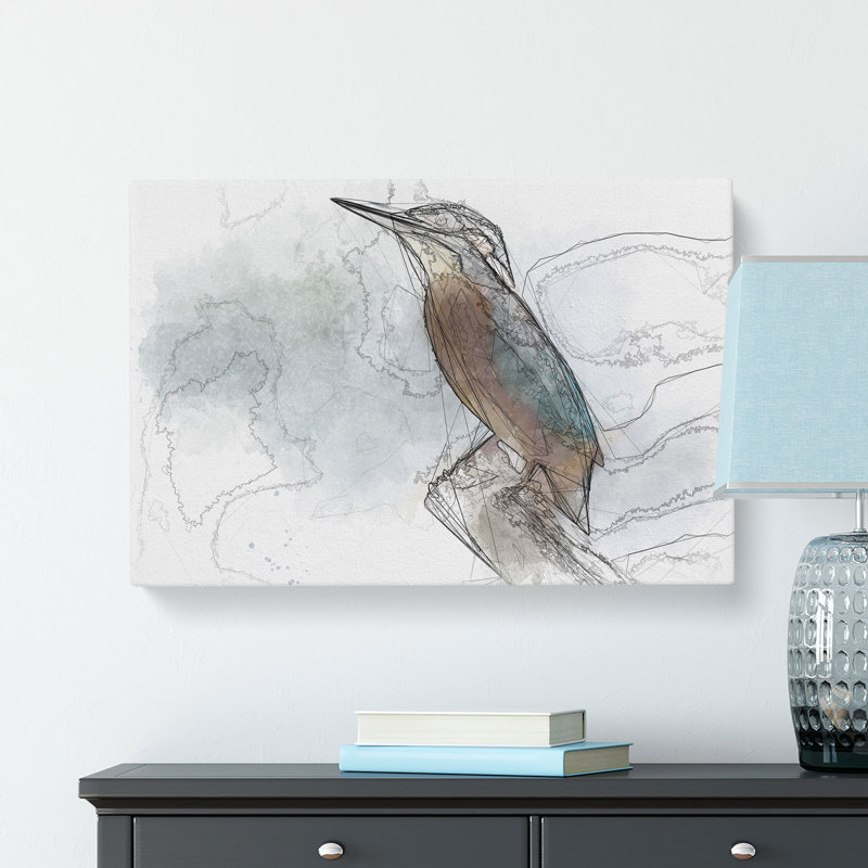 Graceful Kingfisher Bird - Wrapped Canvas, 60cm H x 91cm W x 3cm D