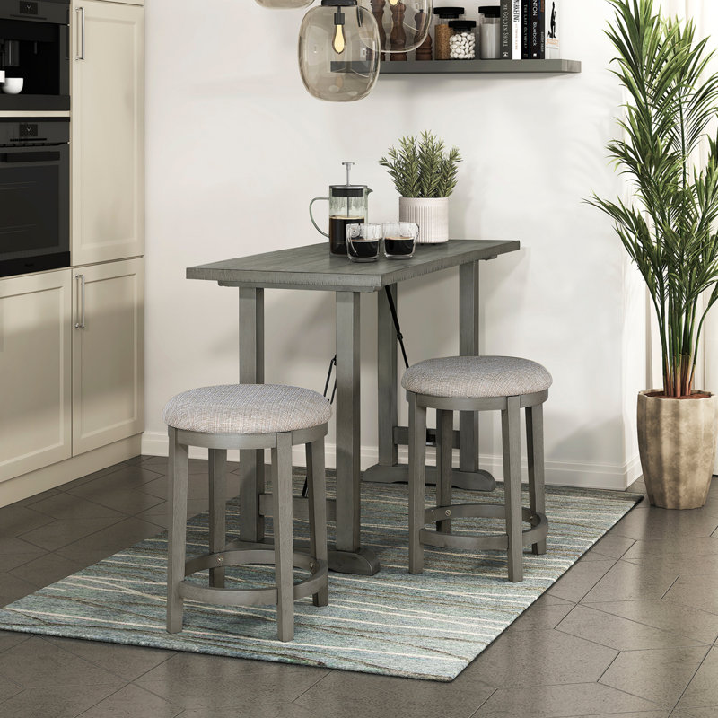 Table à hauteur de comptoir PC avec tabourets en X et sièges rembourrés en mousse
