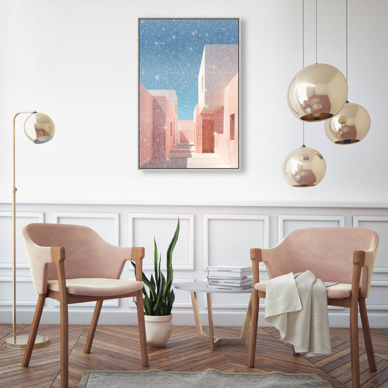 Structured Pink I Print by Oliver Gal, 37"H x 25"W, Silver Floater Frame