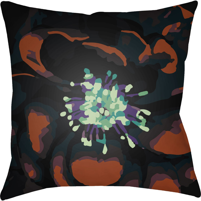 Abstract Floral Floral Throw Pillow, 20" H x 20" W x 4" D, Rust