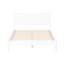 Lit plateforme blanc Mid-Century pleine grandeur, bois massif et bois d'ingénierie, pieds fuselés ronds, ensemble de lattes, sommier sans sommier pour assemblage en bois moderne, installation