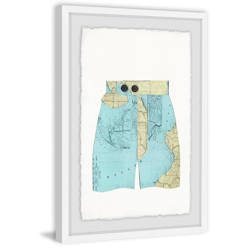Map Shorts - Reproduction d'art graphique encadré, H 18 po x l 12 po x P 1,5 po